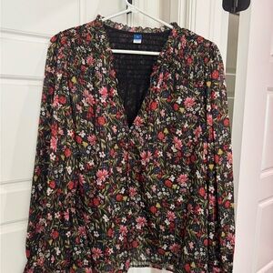 Old Navy Black Floral Blouse